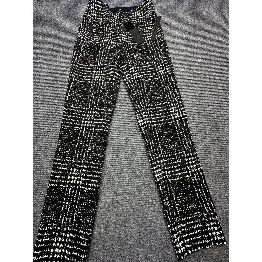 Renuar Pants Womens 0 Black White Plaid Slim Ankle Comfort Waist Tummy Control‎